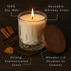 Smoky oak scented soy candle in gift set
