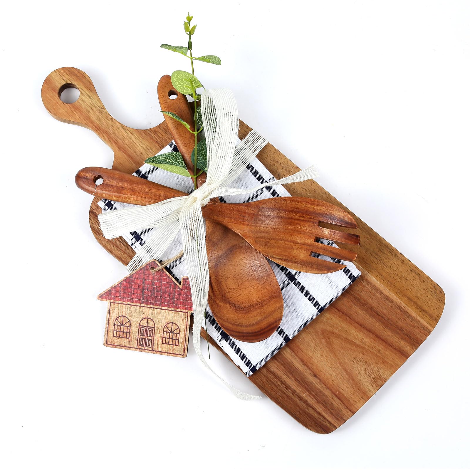 Large acacia wood cutting board with dimensions 16.9 x 7.1 inches