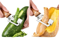 Wooden handle with triple rivets on peeler
