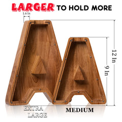 Wooden letter piggy bank design