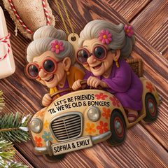 Customizable wooden ornament with names for best friends