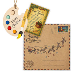 4 inch wooden palette ornament with colorful design
