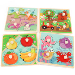 Wooden peg puzzles toddlers Farm puzzle set of 4
