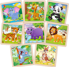 Wooden toddler puzzle set for ages 3 plus featuring animals