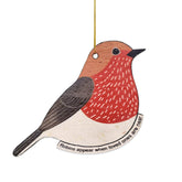 Wooden Robin Ornament 5.8 inch diameter