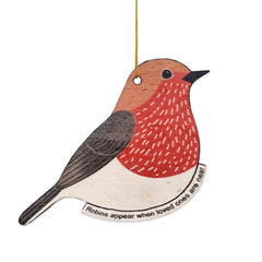 Wooden Robin Ornament 5.8 inch diameter