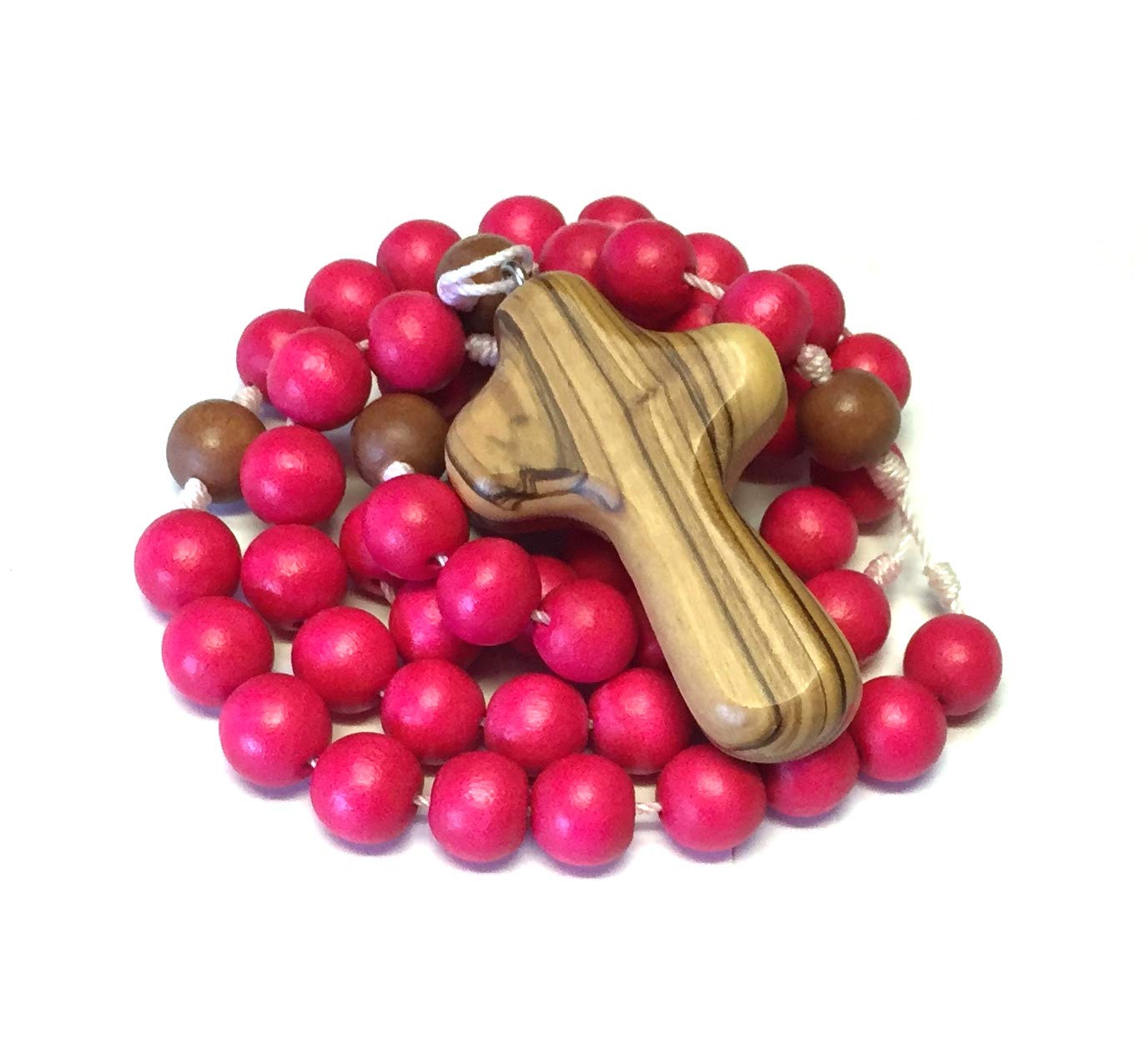 Wooden Rosary Dark Pink with 12 mm beads