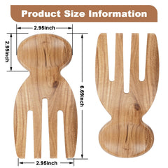 Wooden salad tongs for tossing and serving 2pcs