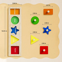 Wooden shape puzzle with knob grips for ages 1-3