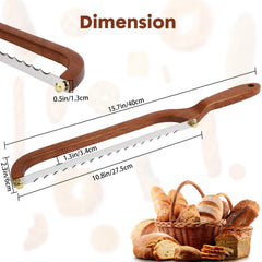 Wooden sourdough bread knife ergonomic bow design