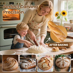 Wooden sourdough scoring tool in reddish brown hardwood