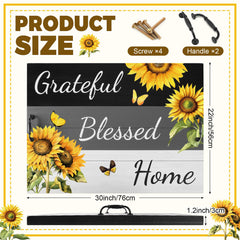 Sunflower design on one side of wooden stovetop cover