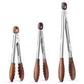 three piece walnut wood tongs 15 inch