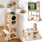 Woodure 4-in-1 toddler kitchen step stool front view
