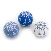 Wool Felt Snowflake Embroidered Ball 1.5 inch diameter blue white