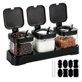 Wopgrty 3 pack airtight glass coffee containers with lids on base