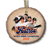 World Series Champions 2022 baseball ornament natural wood slice