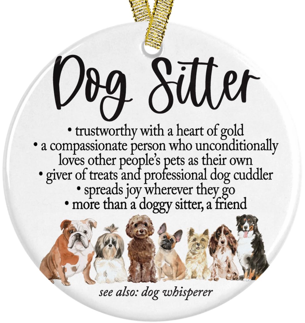 Worlds Best Dog Sitter Definition ornament 3inch ceramic