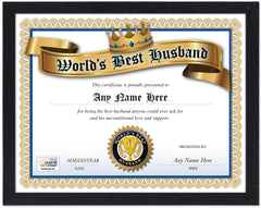 Personalized World's Best Husband Award Certificate novelty diploma front view