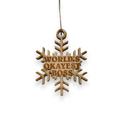 World's Okayest Boss ornament maple wood