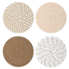 Four-piece set of brown woven coasters for drinks