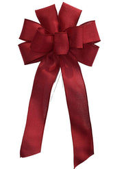 10 inch handmade wired burgundy linen wreath bow image 1