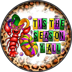 Wreath sign for Mardi Gras Fat Tuesday party Louisiana