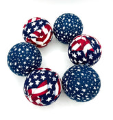 WreathsByKari 3 inch Old Glory flag fabric ball set