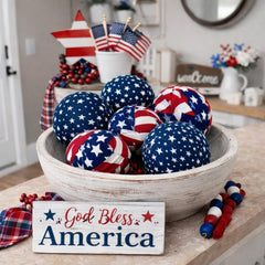 Blue star fabric ball from patriotic set of 6