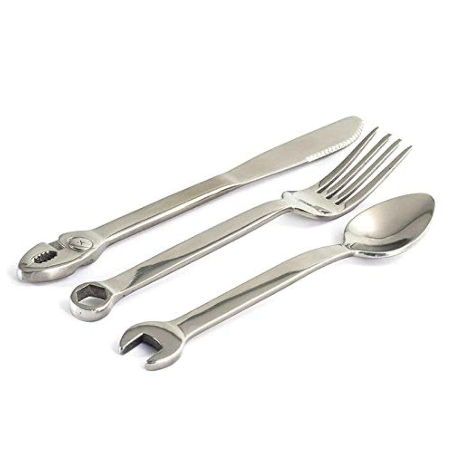 WRENCHWARE large 3-piece silverware set tool fork knife spoon