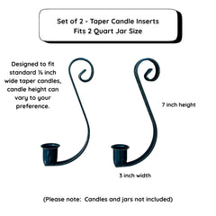 Wrought iron hooks designed for taper candles in jars