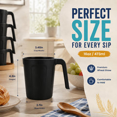 Stackable Wrova wheat straw coffee mugs 16 oz