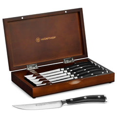 Wusthof Classic Ikon steak knives in wood case