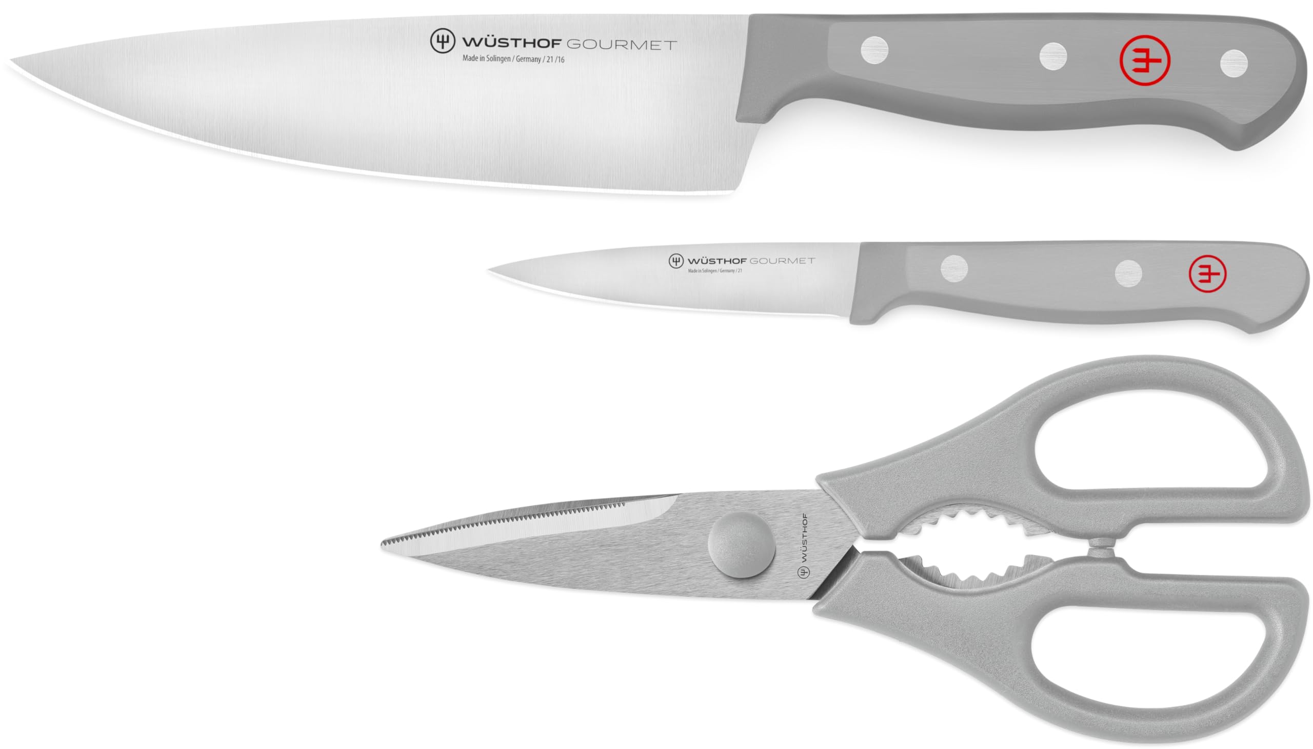 WÜSTHOF Gourmet Grey 3-Pc Kitchen Essentials Set 6 inch Chef's Knife