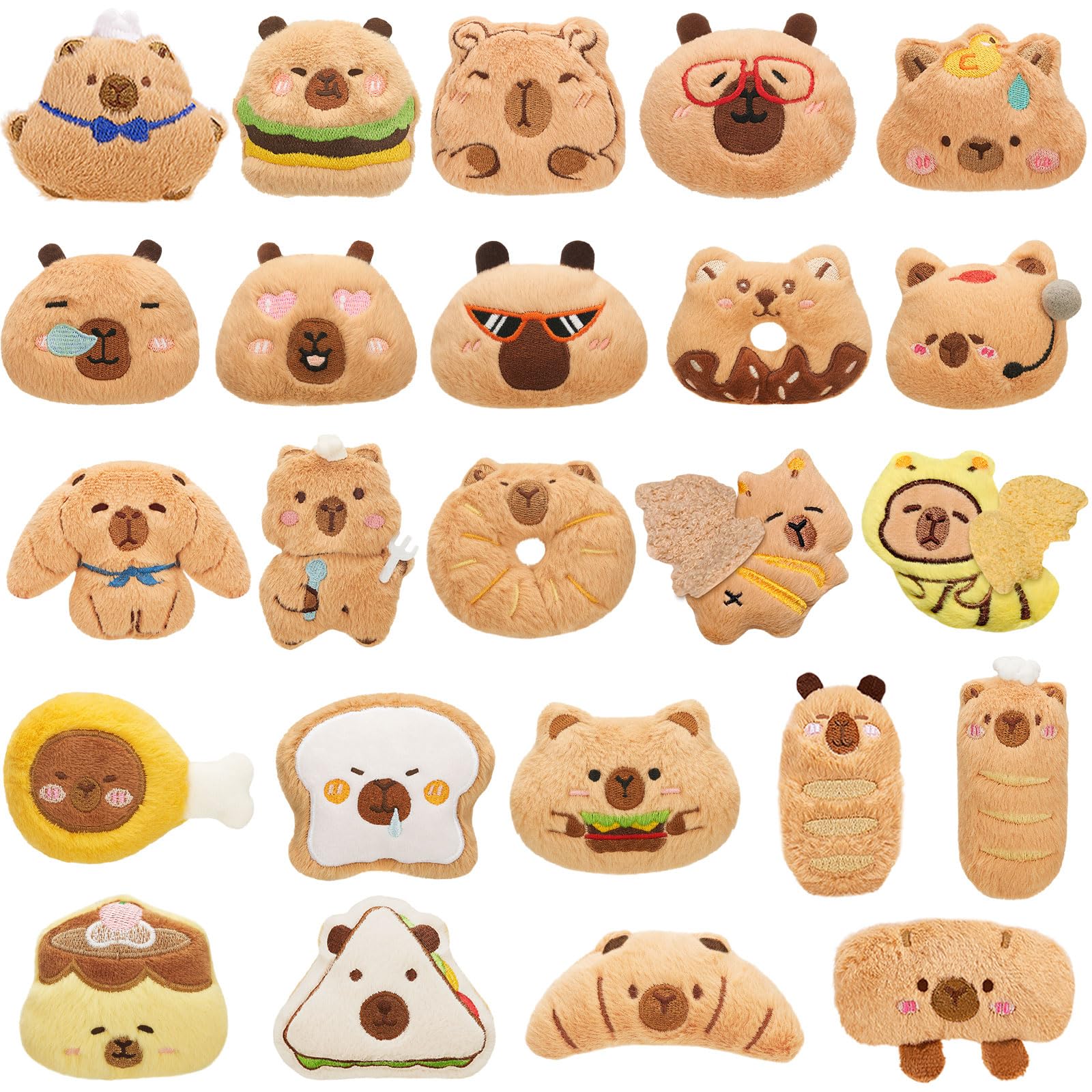 WYZOID 24PCS Kids Plush Keychains Bulk 24 designs plush charms