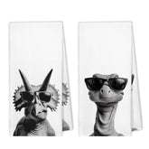 XBBMGG black and white dinosaur kitchen towels set of 2