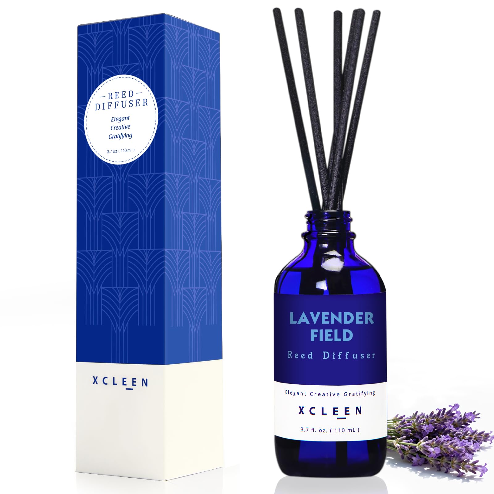Xcleen Reed Diffuser Set Lavender Field with 6 rattan sticks