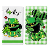 Xiamenluo Saint Patrick's Day kitchen towels set of 2 with shamrock plaid