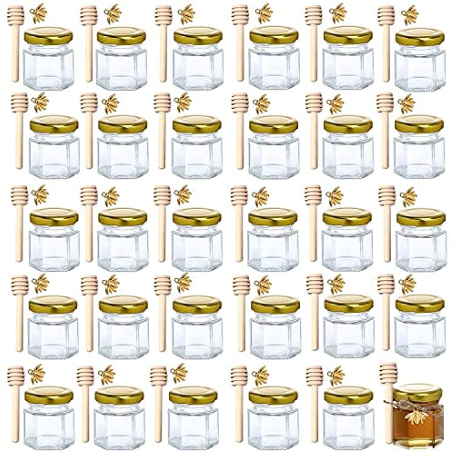 XING-RUIYANG hexagon mini glass honey jars 1.5oz with lid