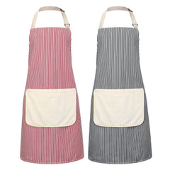 XLSXEXCL striped kitchen apron with detachable hand wipe