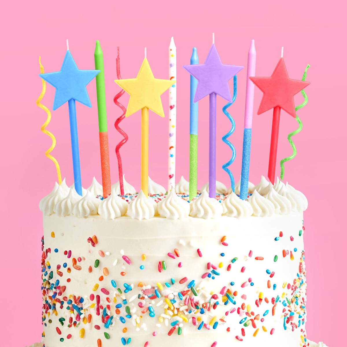 xo fetti 14pc novelty birthday candles star shapes