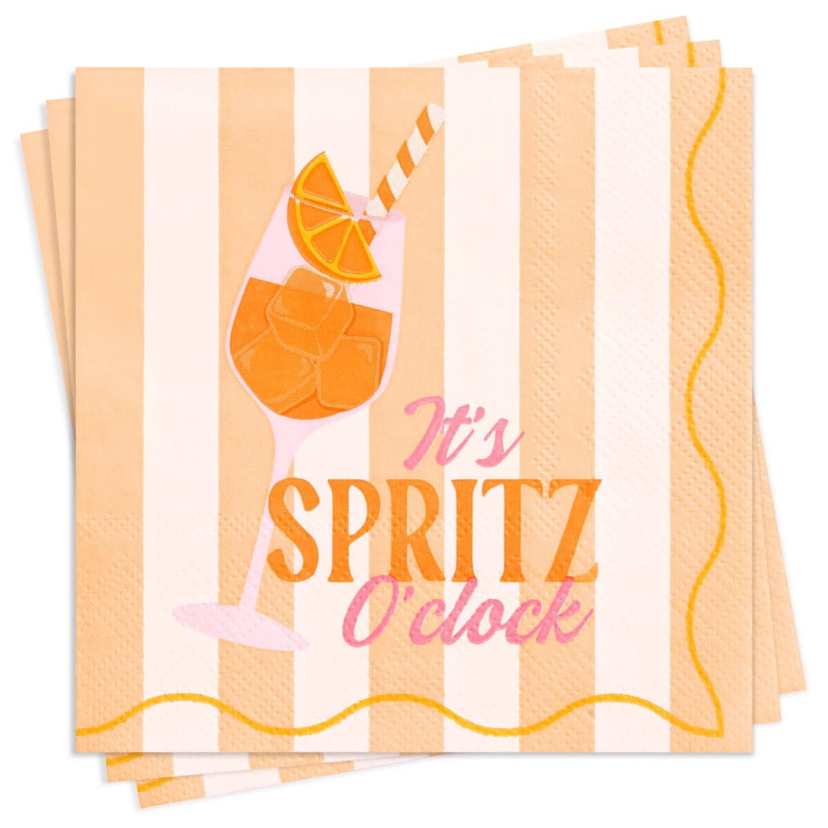xo, Fetti Spritz Napkins 5 inch square 25 pack pink orange stripes 3 ply