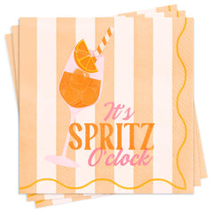 xo, Fetti Spritz Napkins 5 inch square 25 pack pink orange stripes 3 ply