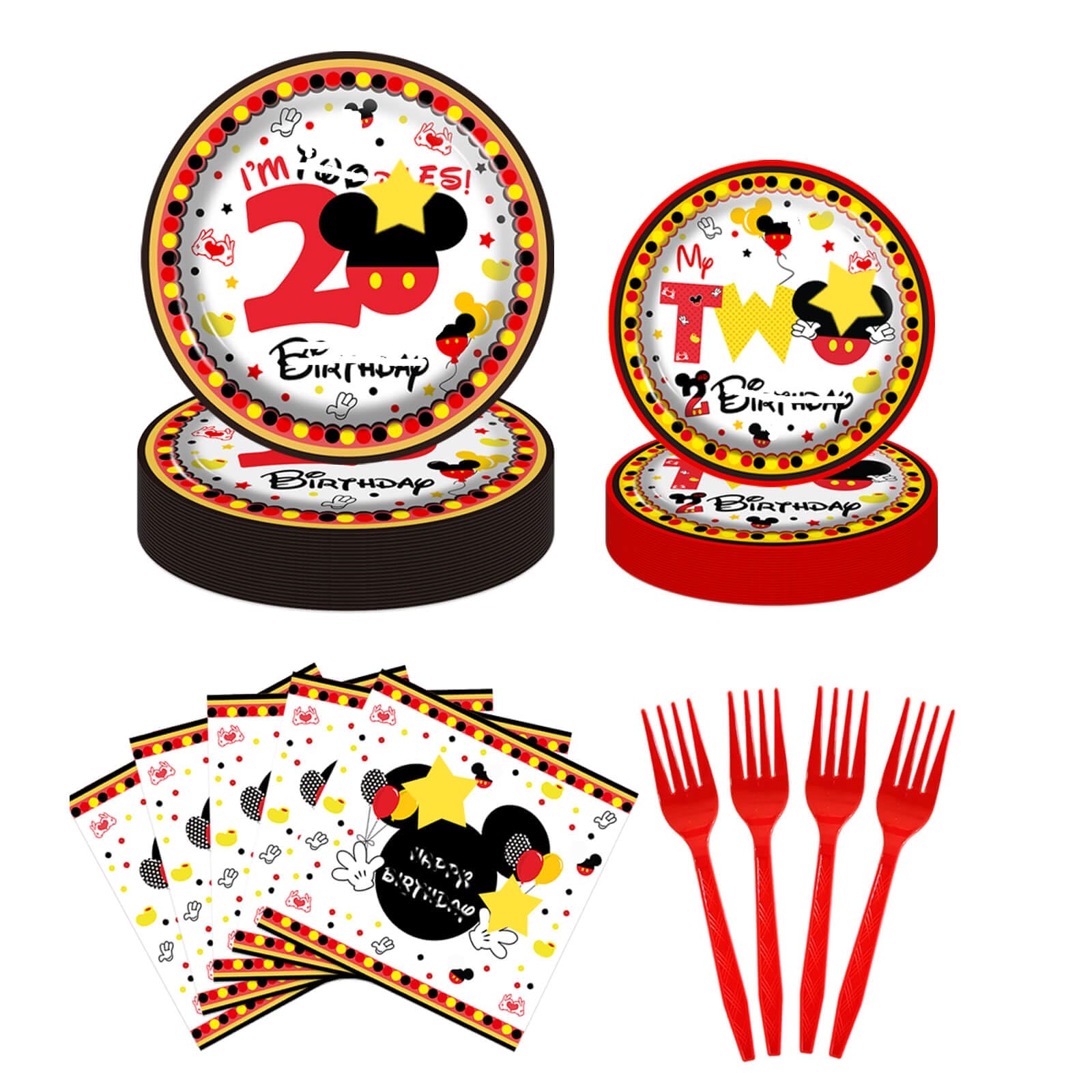 XXDecor 80 Pcs Red Cartoon 2nd Party Plates image