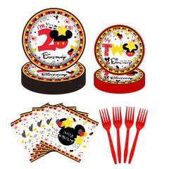 XXDecor 80 Pcs Red Cartoon 2nd Party Plates image