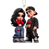 Y2K Couple personalized car ornament front view