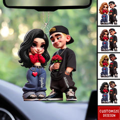 Two sided design Y2K Couple ornament stainless steel