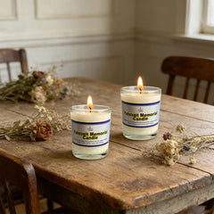 Soy wax Ner Neshama memorial candle in glass