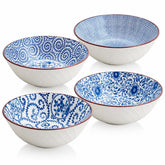 YALONG ramen bowls set of 4 in blue and white ceramic