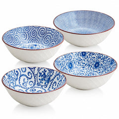 YALONG ramen bowls set of 4 in blue and white ceramic